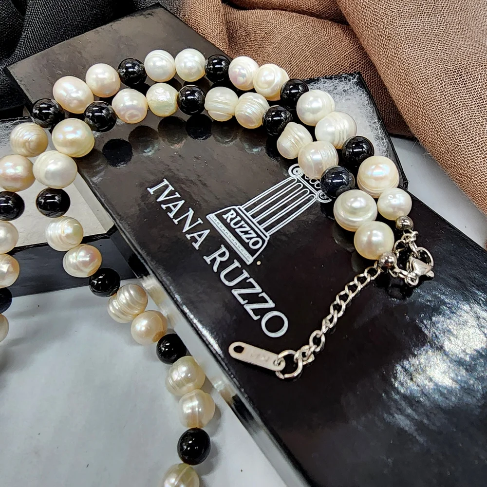 Pearl and Hematite Bead Necklace - Black & White